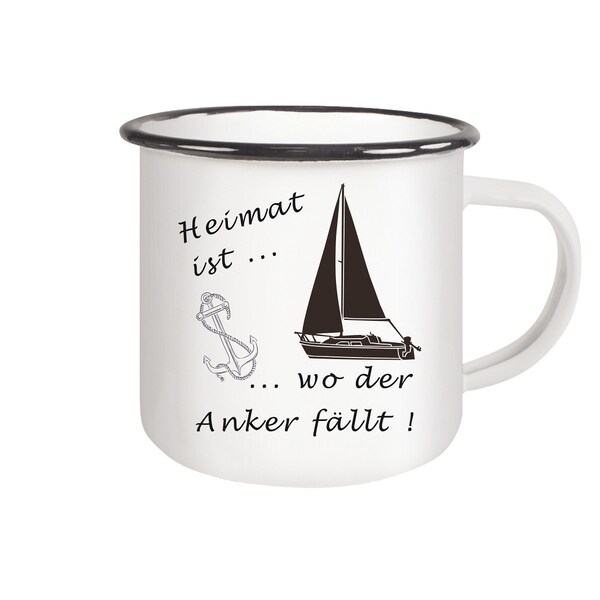 Heimat ist .... - Emaille Tasse (Black)