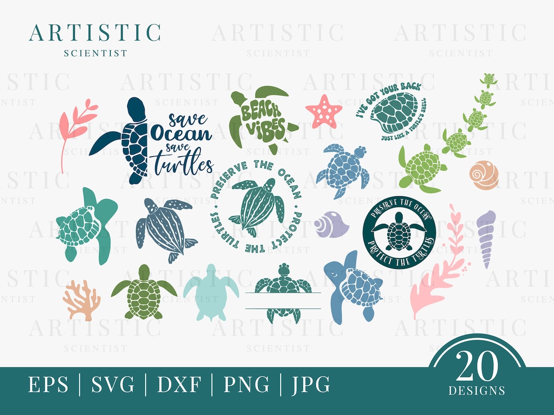 Sea Turtle SVG Bundle, Ocean Life Svg, Sea Elements Under the Sea Svg