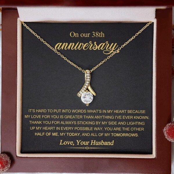 38 Year Anniversary Gift for Wife, 38th Wedding Anniversary Necklace Gift for Her, 38th Anniversary Gift from Husband, 38 Years Married Gift