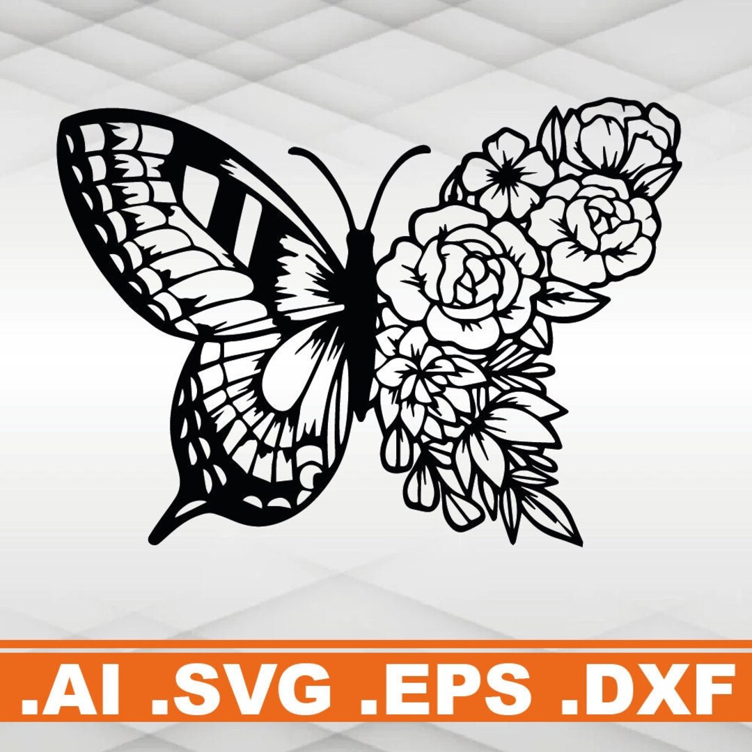 Flower Butterfly / Silhouette / SVG / AI / EPS / D X F / Decal Etsy