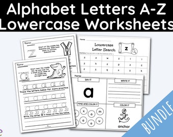 494 Lowercase Alphabet Worksheets Mega Bundle, Alphabet Tracing, Education Worksheets, Teaching Resources, Kindergarten Worksheets