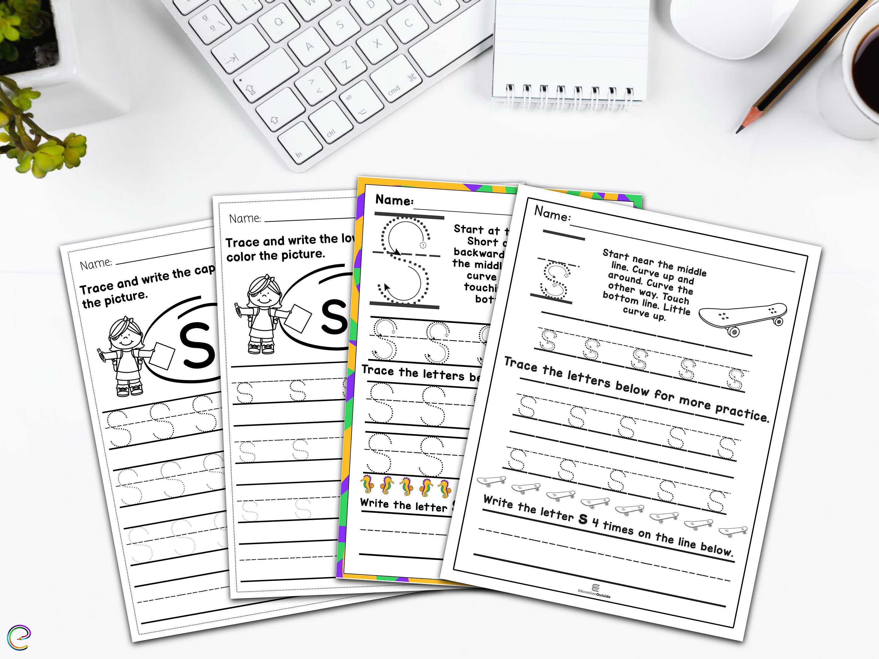 42 Letter S Handwriting Practice Worksheets and Education Printables