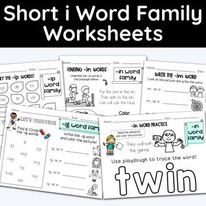 Short i, Vowels, Word Families, Children Activities, Homeschool Printables, Early Learning, Teaching Resources, Worksheet Bundle