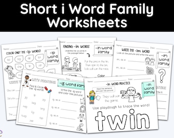 Short i, Vowels, Word Families, Children Activities, Homeschool Printables, Early Learning, Teaching Resources, Worksheet Bundle