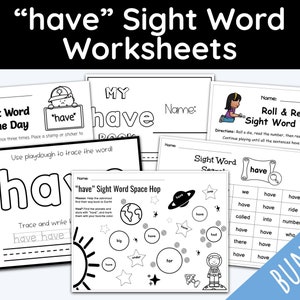 Sight Word have, Children Worksheets, Kindergarten, 1st Grade Worksheets, Sight Word Printable, Home Schooling, Teaching Resources