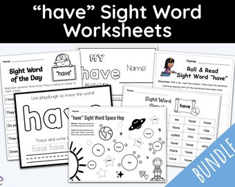 Sight Word have, Children Worksheets, Kindergarten, 1st Grade Worksheets, Sight Word Printable, Home Schooling, Teaching Resources