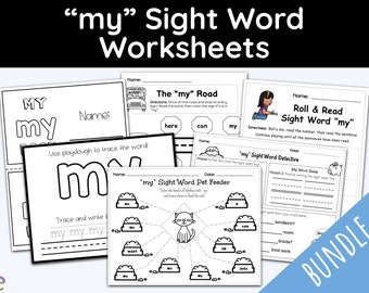 Sight Word Worksheet, Sight Word my, Reading Printable, 1st Grade, Kindergarten Worksheets, Learning Materials, Homeschool Printable