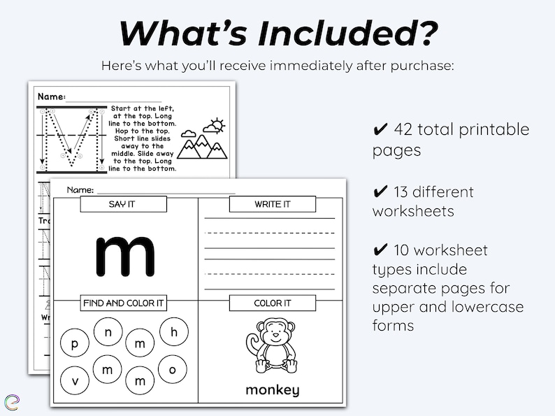 42 Letter M Education Worksheets, Letter Worksheet Mega Bundle ...