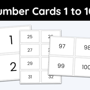 Number Cards, Numbers 1-100, Education Printables, Number Printable, Learning Materials, Math Printables, Kindergarten Math, First Grade