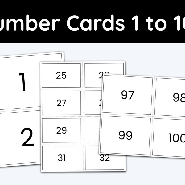 Number Cards, Numbers 1-100, Education Printables, Number Printable, Learning Materials, Math Printables, Kindergarten Math, First Grade