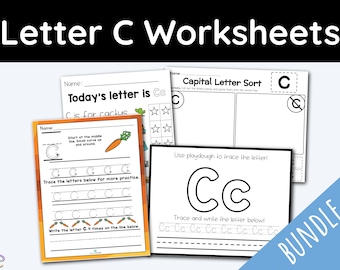 42 Letter C Education Printables, Alphabet Worksheet Mega Bundle, Daycare Learning, Homeschool Printable, Preschool Curriculum