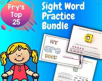250 PAGES | Frys Top 25 | Sight Words | Mega Bundle | Coloring Worksheets | Playdough Mats | Childrens Worksheets | Activity Mat