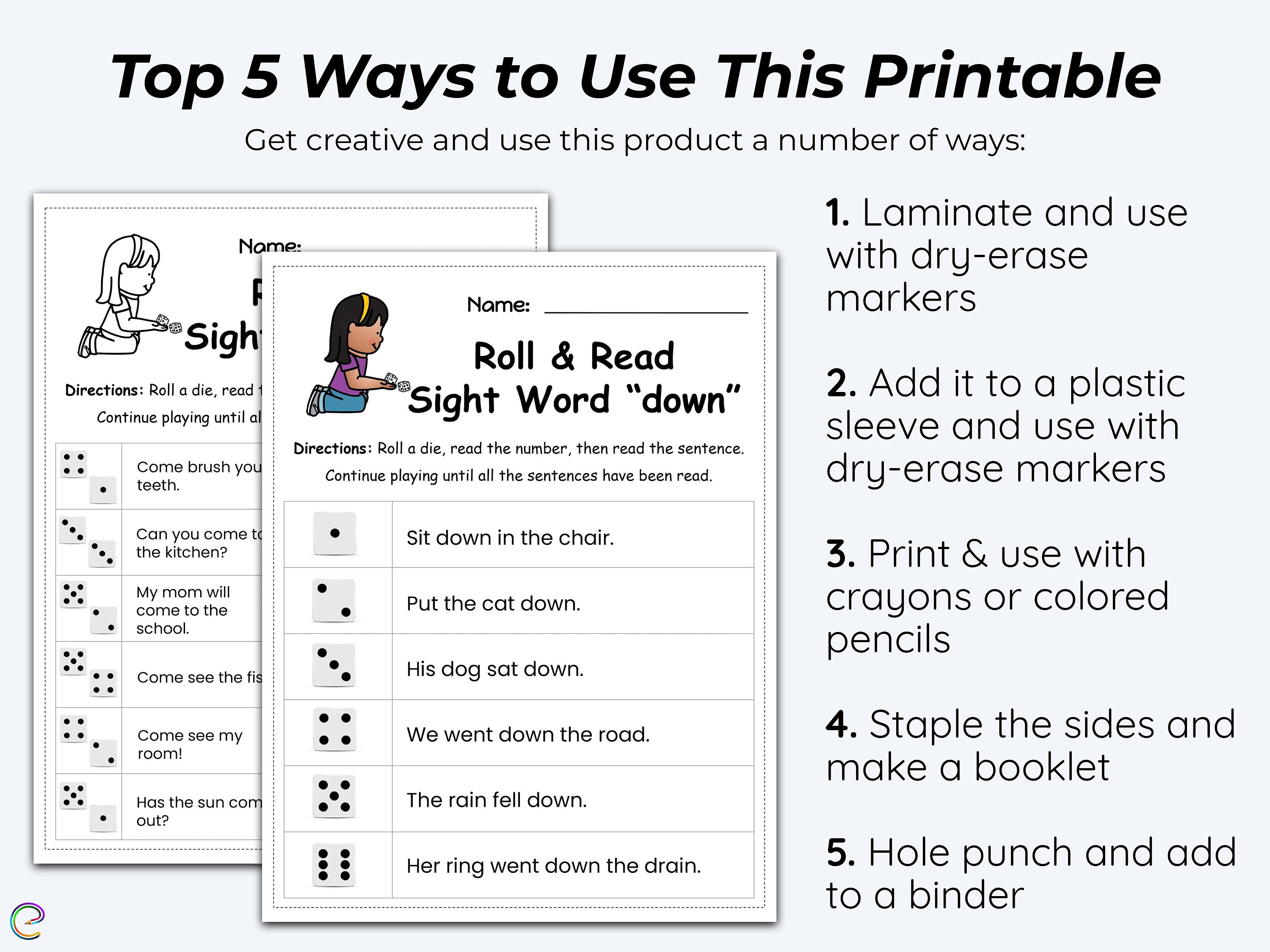 Roll a Sight Word Mega Bundle, Education Printables for Early Learning ...