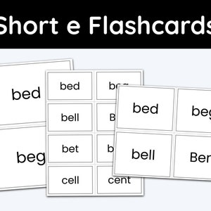E Corta, Tarjetas Flash, Sonidos Vocálicos, Fonética, 1er Grado, Jardín De Infantes, Educación En Casa Imprimible, Materiales De Aprendizaje, Recursos Para Maestros, Imprimible