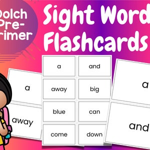 Dolch | Pre Primer | Flashcards | Daycare Printable | Homeschool Curriculum | Flash Cards | Preschool Curriculum | Teaching Resources
