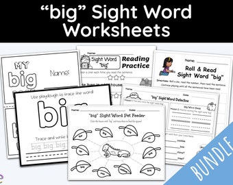 Sight Words, Sight Word big, Kindergarten Worksheets, First Grade, Homeschool Curriculum, Teacher Resources, Homeschool Printable