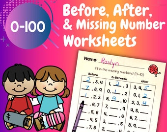 0-100 | Missing Number Worksheets | Number Practice | Homeschool Printable | Education Printables | Learning Activities