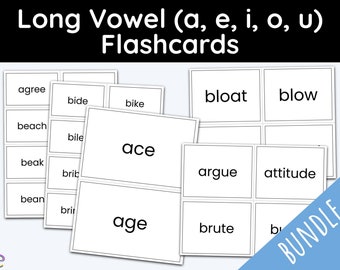 Flashcards, Vowel Sounds, Long Vowels, Printable Flash Cards, First Grade, 2nd Grade, Teaching Resources, Phonics, Homeschool Curriculum