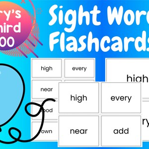 Frys Sight Words | Flash Cards | 2nd Grade 3rd Grade | Vocab | Education Printables | Learning Materials | Home Schooling | Instant Download