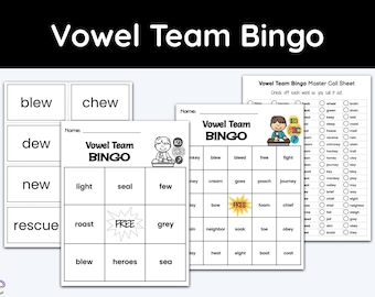 Printable Bingo | Vowel Sounds | Long Vowel Teams | Children Worksheets | Teaching Resources | 1st Grade | 2nd Grade | Homeschool Curriculum