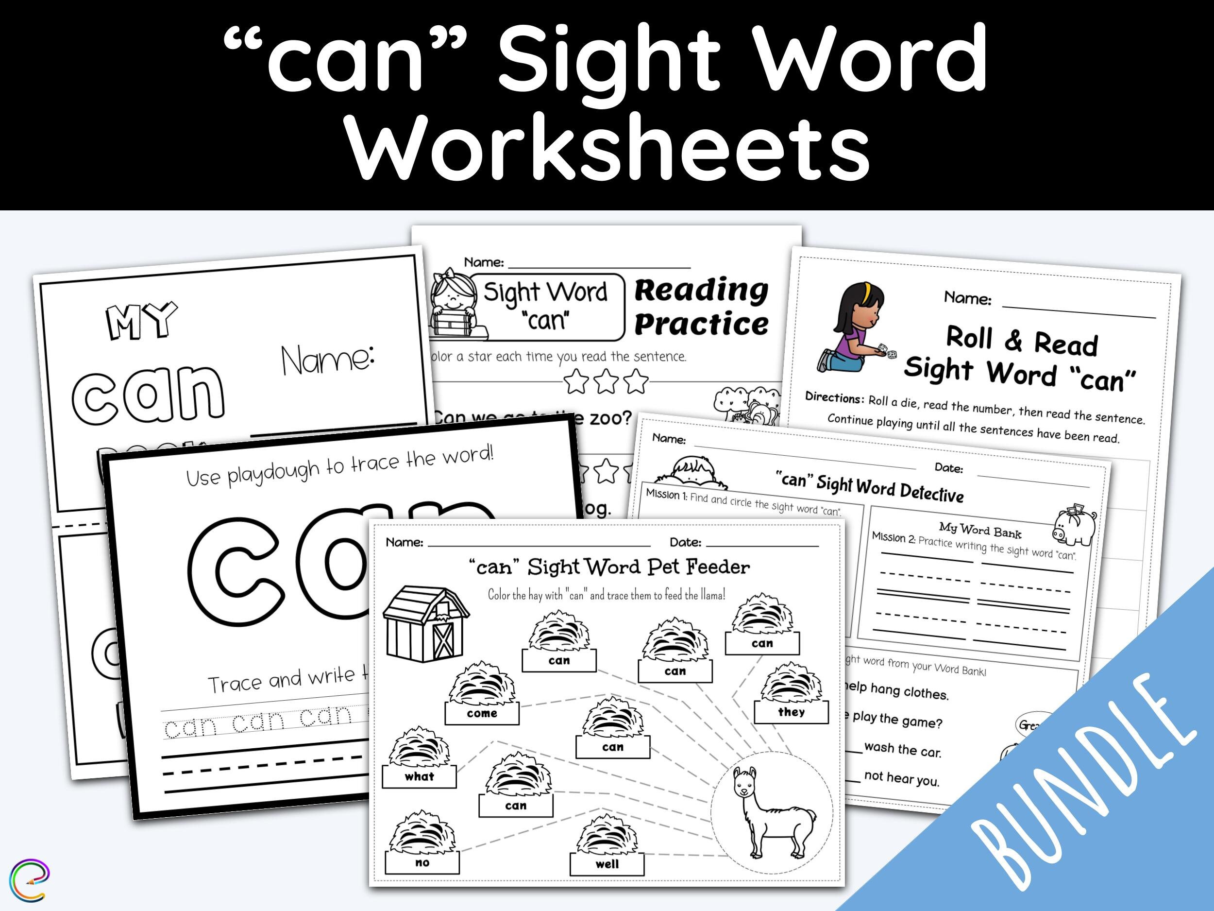 Sight Word Can Kindergarten Worksheets 1st Grade Early - Etsy