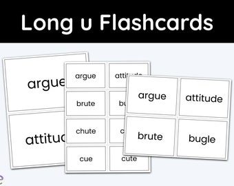 Long U, Flashcards, Vowel Sounds, Teaching Resources, Learning Materials, Kindergarten, Homeschool Printable, Flash Cards, Printable