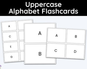 May include: Black and white printable alphabet flashcards with uppercase letters A, B, C, D, E, and G. The flashcards are designed for use in a classroom or at home.