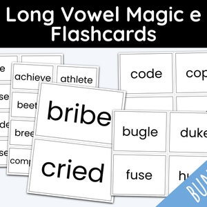 Vocales Largas, Magic E, Tarjetas Didácticas, Primer Grado, Segundo Grado, Imprimible Para Educación En Casa, Materiales De Aprendizaje, Fonética