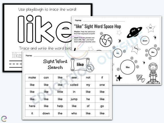 Sight Word Worksheet Sight Word Like Education Printables - Etsy