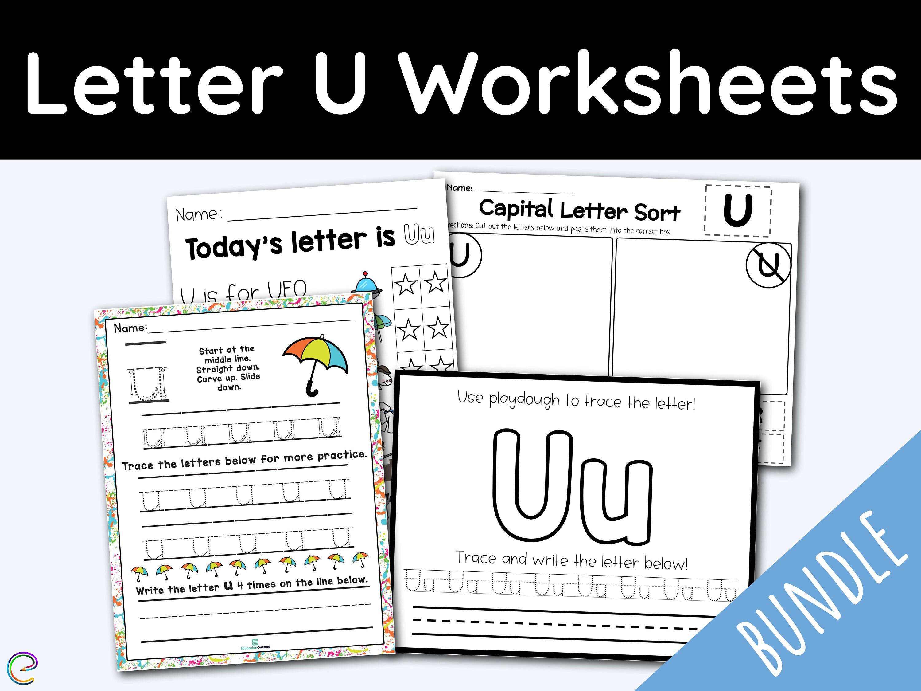 42 letter u kids worksheets and education printables for etsy