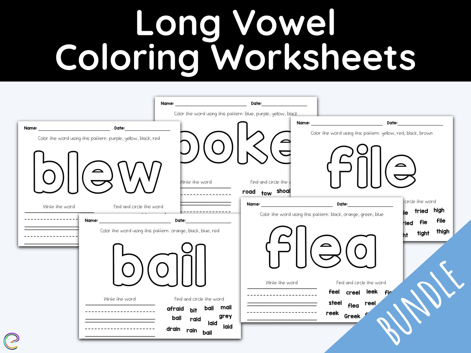 Vowels, Long Vowel Worksheets, 1st Grade, 2nd Grade, Mega Bundle