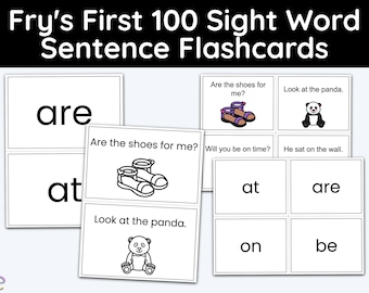 Fry Sight Words, Flashcards, Reading Printable, Preschool Learning, Kindergarten, First Grade, Second Grade, 100 Sight Words
