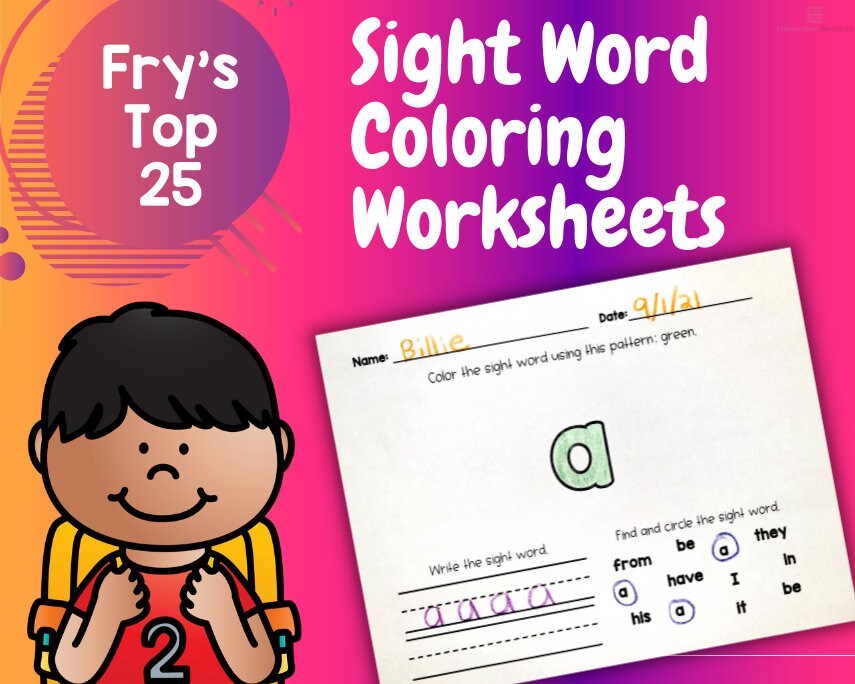 1 25 frys sight words coloring worksheets kids etsy