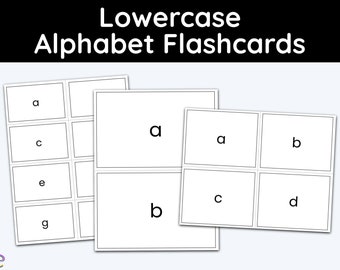 May include: Black and white lowercase alphabet flashcards with letters a, b, c, d, e, and g. The flashcards are arranged in a grid pattern.