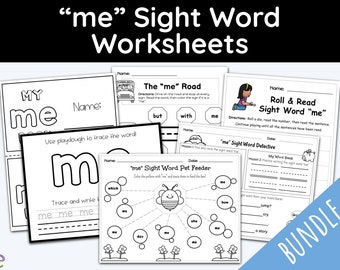 Sight Words, Sight word me, Kindergarten Worksheets, Reading Printable, First Grade, Children Worksheets, Homeschool Curriculum