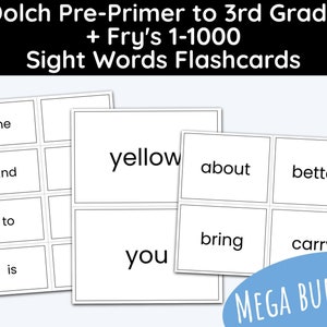Dolch | Sight Word Flashcards | Mega Bundle | Kindergarten | 1st Grade | 2nd Grade | 3rd Grade | Printable Flash Cards | Flashcards
