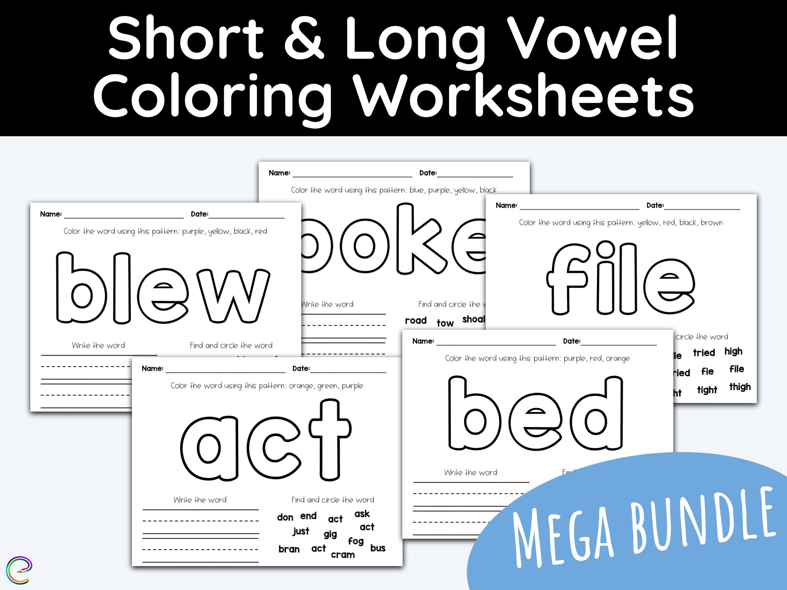 vowels short vowels long vowel worksheets mega bundle etsy australia