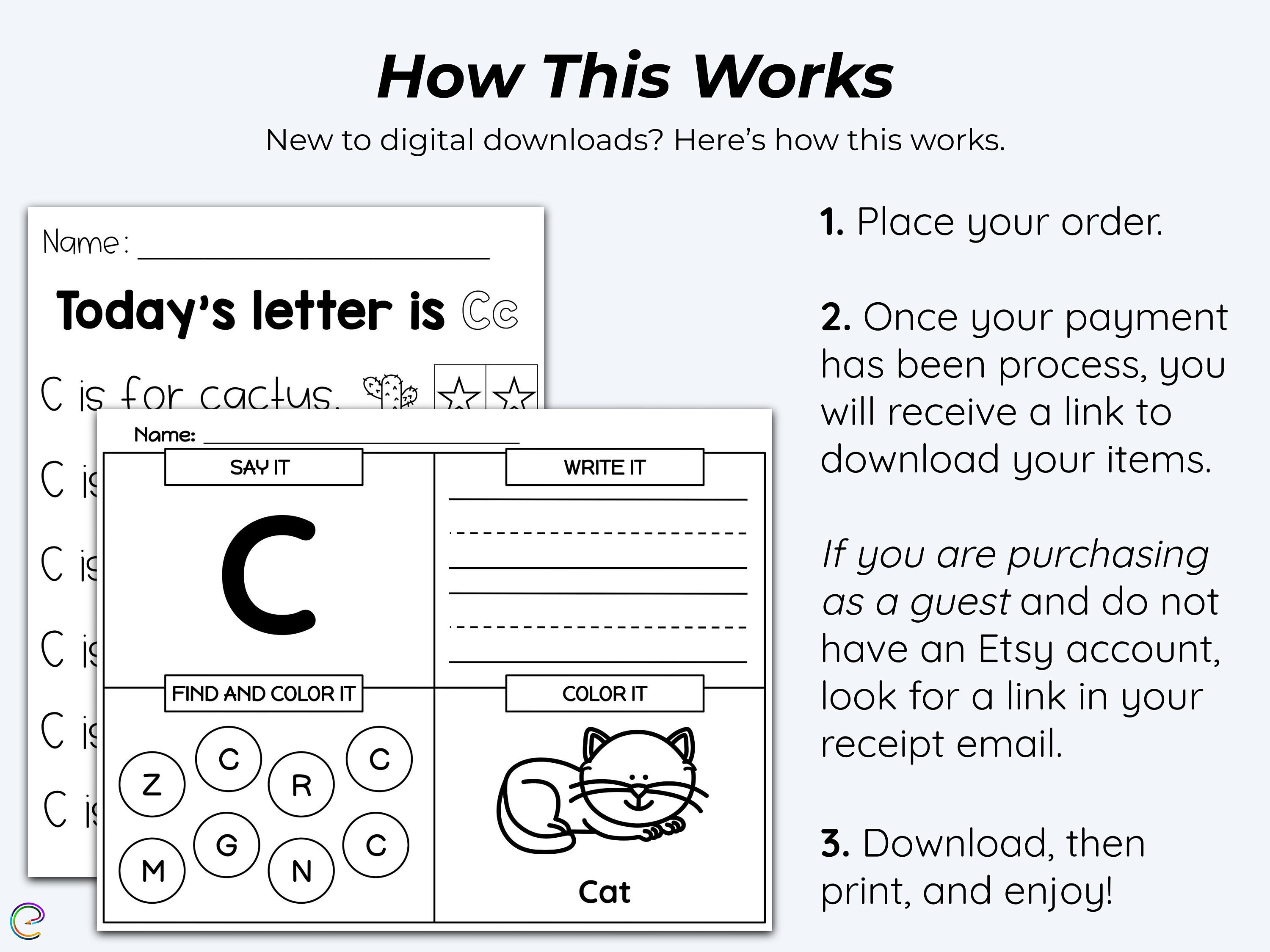 42 Letter C Education Printables, Alphabet Worksheet Mega Bundle ...
