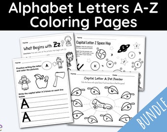 650 Alphabet Coloring Worksheets, Education Printables Children Activities, Kindergarten Worksheets, Learning Materials Preschool Worksheets