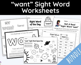 Sight Word Worksheet, Want Sight Word, Sight Word Printable, Learning Activities, Reading Printable, Early Learning, Teacher Resources