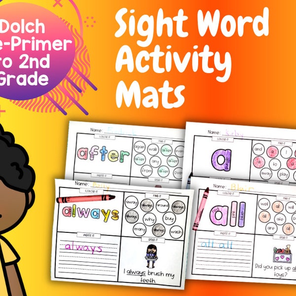 179 PAGES | Mega Bundle | Dolch Sight Words | Activity Mat | Activity Sheets | Pre-K Worksheets | 1st Grade Worksheet | Coloring Worksheets