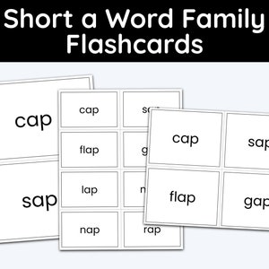 Short A, Word Families, Flashcards, Short Vowels, Homeschool Printable, Learning Materials, Kindergarten, First Grade, Daycare Printable