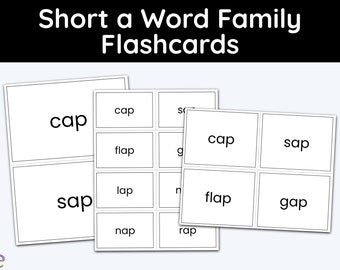 Short A, Word Families, Flashcards, Short Vowels, Homeschool Printable, Learning Materials, Kindergarten, First Grade, Daycare Printable