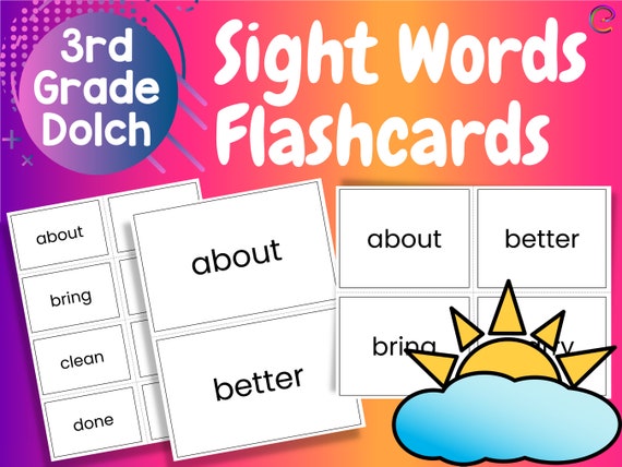 3rd grade sight words flash cards Third Grade Sight Word Flash Cards, 5 Variations, All 41 Dolch 3rd Gra –  SupplyMe main image 1