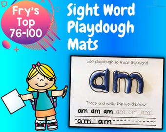 76-100 | Sight Words | Playdough Mats | First Grade | Activity Sheets | Homeschool Printable | Fine Motor Skills | Montessori Printable