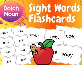 Dolch | Flashcards | Sight Word Cards | Nouns | First Grade | Kindergarten | Printable Flash Cards | Home Schooling | Early Learning