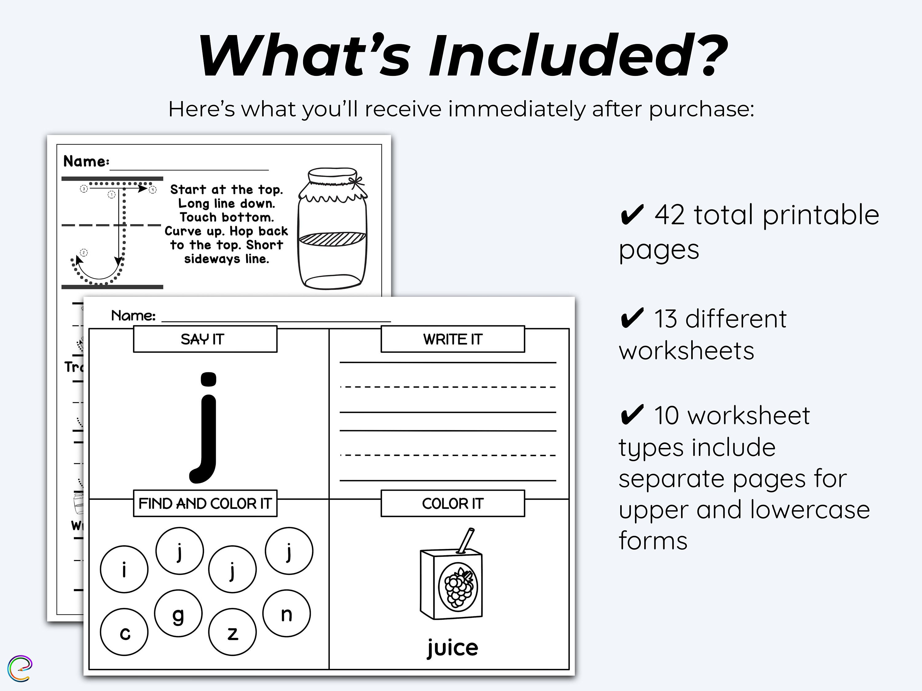 42 Letter J Handwriting Practice Mega Bundle, Alphabet Worksheets ...