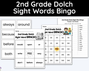 Kids Bingo | 2nd Grade | Dolch | Sight Words | Children Activities | Learning Materials | Teaching Resources | Printable Bingo