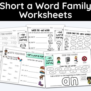 Short Vowels, Short a, Phonics, Word Families, Education Worksheets, Teacher Resources, Kindergarten Worksheets, 1st Grade