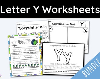 42 Letter Y Education Printables and Kids Worksheets, Teacher Bundle for Preschool Curriculum and Kindergarten, Alphabet Tracing Printables